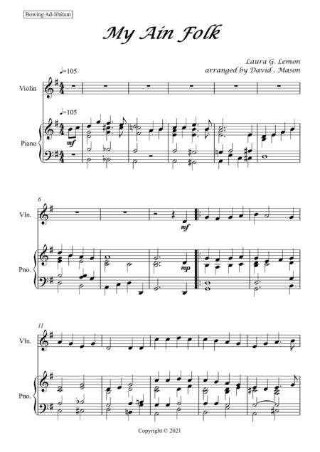 My Ain Folk Violin Solo Full Score 2