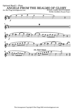 Angels From The Realms (Gloria & English refrain) – SATB, Str. 4tet & Piano with opt. flexible wind (Score and Parts)