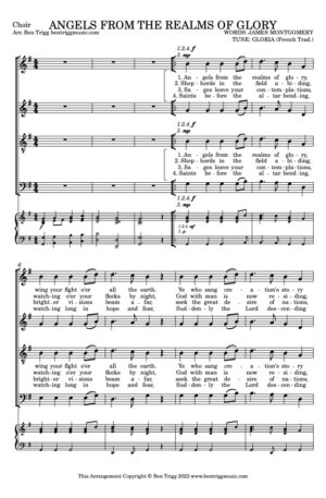 Angels From The Realms (Gloria & English refrain) – SATB, Str. 4tet & Piano with flexible wind (Score and Parts)