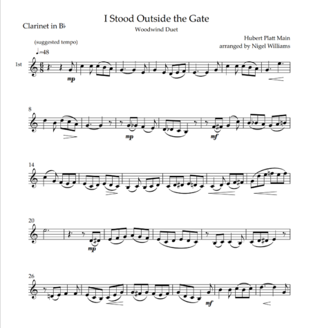 I Stood Outside the Gate, for Clarinet Duet