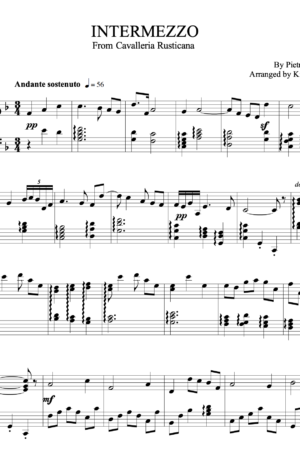 Intermezzo for solo harp from Cavalleria Rusticana in F – no additional lever changes