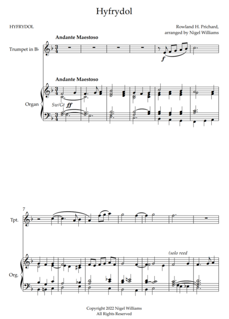Hyfrydol, for Trumpet and Organ