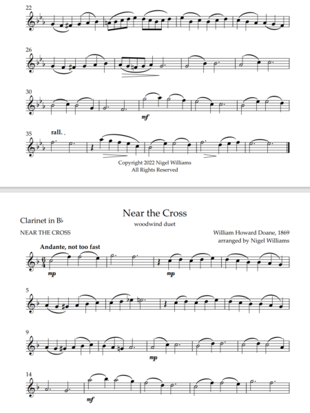Near the Cross, for Flute and Clarinet Duet