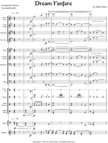Dream Fanfare page 1 notation for webpage 1 scaled