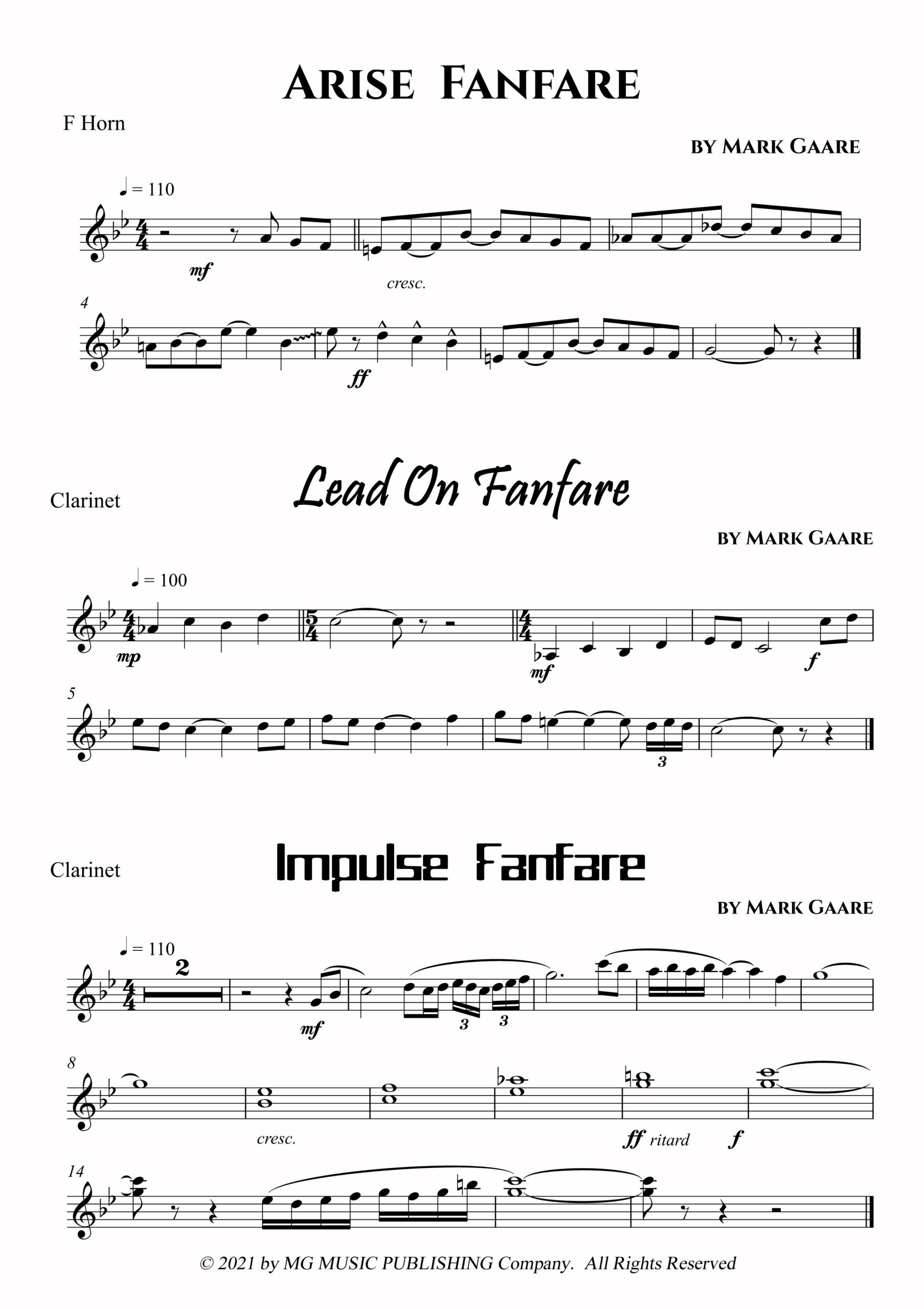 Fanfare Trio For Marching Or Concert Band - Sheet Music Marketplace