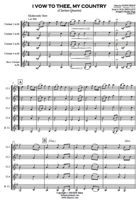 339 I Vow to Thee My Country Clarinet Quartet SAMPLE Page 001.pdf