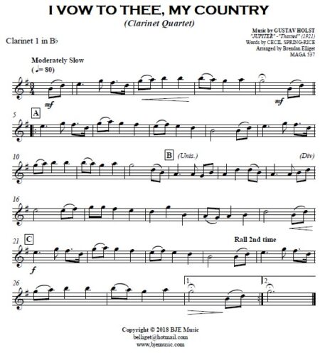 339 I Vow to Thee My Country Clarinet Quartet SAMPLE Page 002.pdf