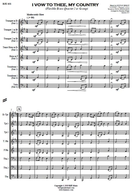 631 I Vow to Thee My Country Flexible Brass Quartet 2 SAMPLE page 001