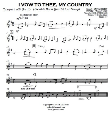 631 I Vow to Thee My Country Flexible Brass Quartet 2 SAMPLE page 002