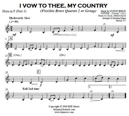 631 I Vow to Thee My Country Flexible Brass Quartet 2 SAMPLE page 003