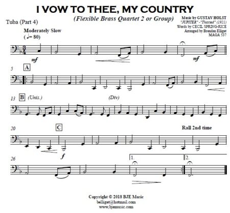 631 I Vow to Thee My Country Flexible Brass Quartet 2 SAMPLE page 004