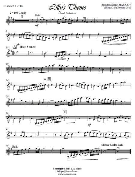 632 Lillys Theme Theme 227 Small Orchestra and Flugelhorn Extended 2022 Sample page 005