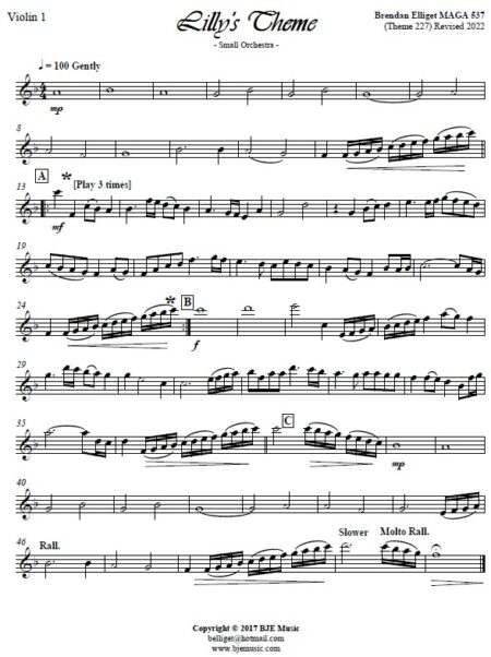 632 Lillys Theme Theme 227 Small Orchestra and Flugelhorn Extended 2022 Sample page 007