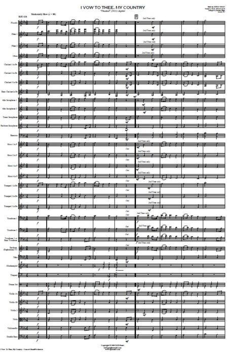 634 I Vow To Thee My Country Concert Band Orchestra SAMPLE page 001