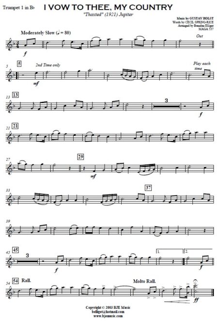 634 I Vow To Thee My Country Concert Band Orchestra SAMPLE page 007