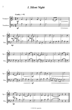 Carols for Two – 15 Carols for Trumpet, Trombone or Trumpet/Trombone Duet