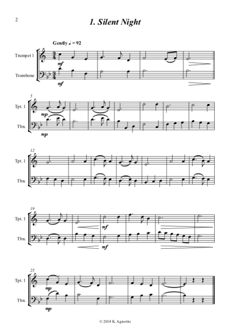 Carols for Two - 15 Carols for Trumpet, Trombone or Trumpet/Trombone Duet