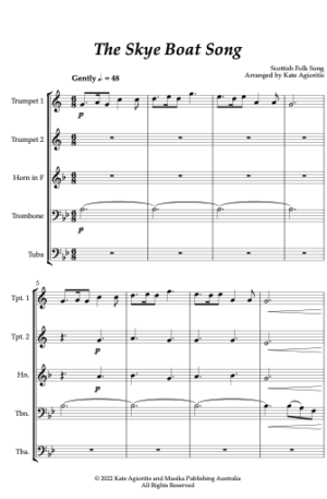 The Skye Boat Song – for Brass Quintet