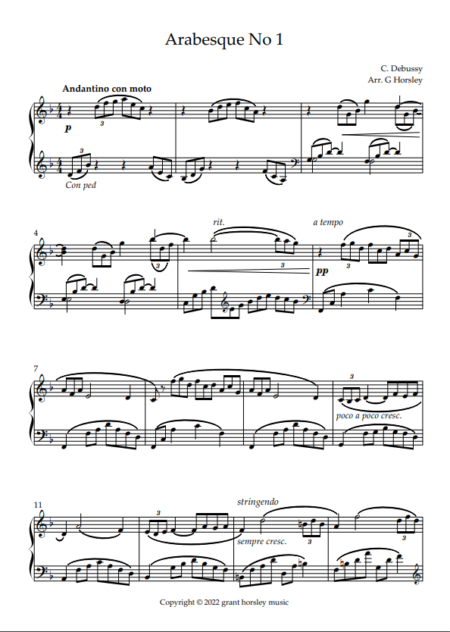 arabesque no 1 piano simplified