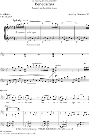 BENEDICTUS (SA Choir or duet/piano)