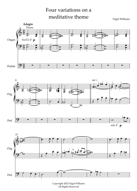 Four Variations on a Meditative Theme, for Organ