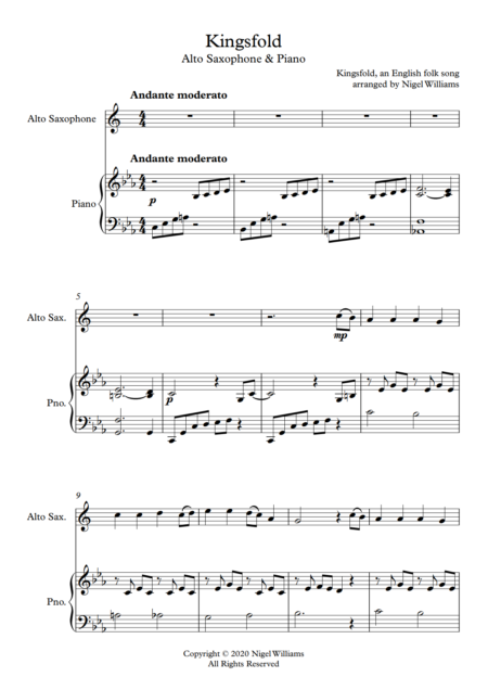 Kingsfold, for Alto Saxophone and Piano