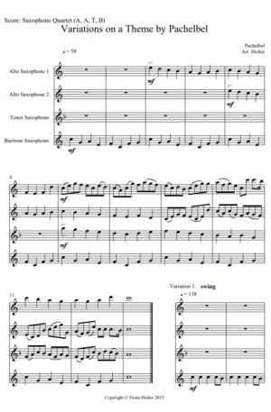 Variations on a Theme by Pachelbel – Saxophone Quartet