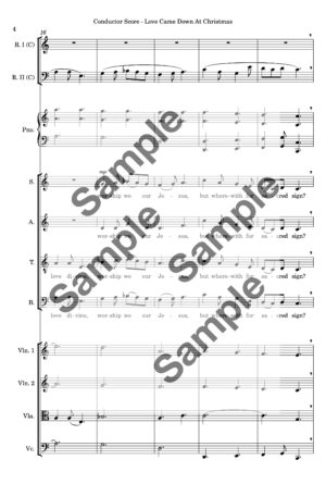 Love Came Down At Christmas – SATB, String 4tet, Piano, 2 flexible wind (Score and Parts)