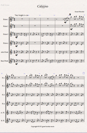 “Calypso” For Flute Choir (with hand claps)