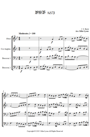 Canon – Double Reed Quartet – BWV 1072