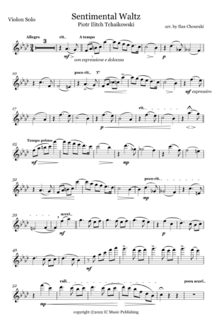 Tchaikovsky – Sentimental Waltz for Solo Instrument and Piano accompaniment