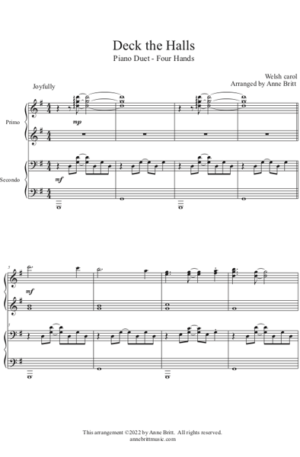 Deck the Halls – Early Intermediate Piano Duet