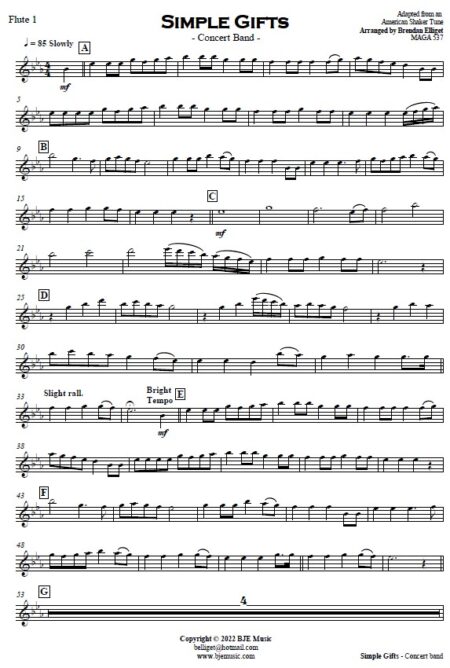 643 Simple Gifts Eb to F Concert Band 2022 v2 Sample page 001