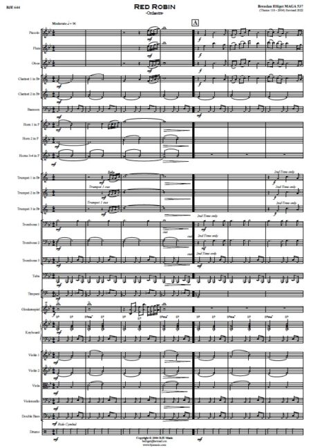 645 Red Robin Concert Band Theme 118 Revised 2022 BJE Music SAMPLE page 001