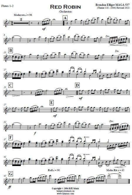645 Red Robin Concert Band Theme 118 Revised 2022 BJE Music SAMPLE page 004