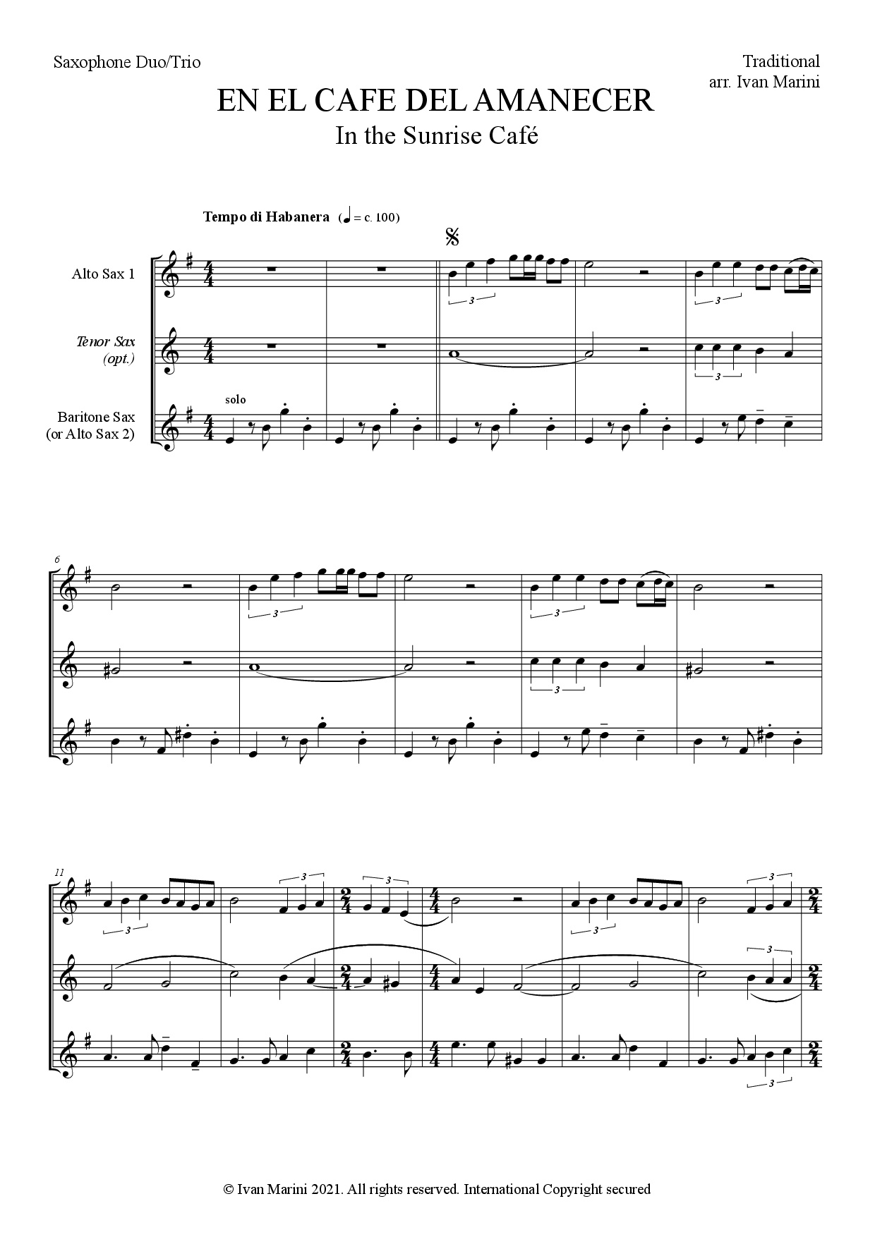 Saxophone Trio Sheet Music - Sheet Music Marketplace