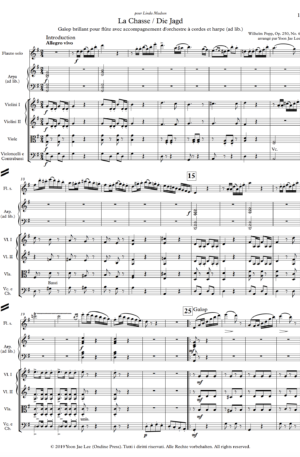 La Chasse Galop brilliant, Op. 250, No. 6 for Flute, String Orchestra, and Harp (ad lib.)