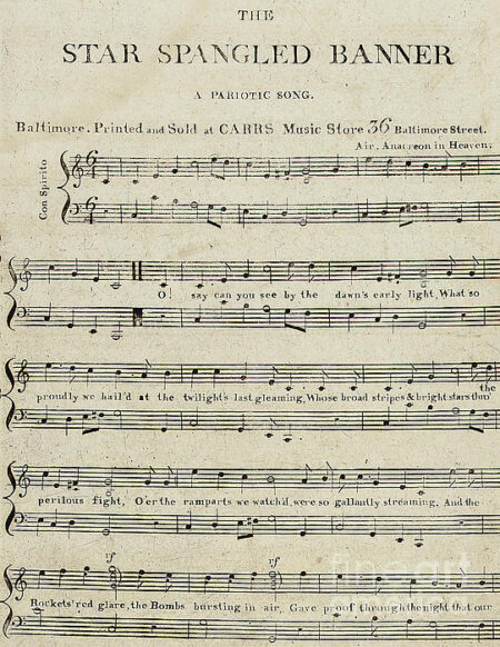 first edition of the sheet music for the star spangled banner american school