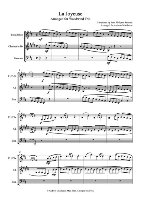 la joyeuse for Woodwind Trio Score and parts