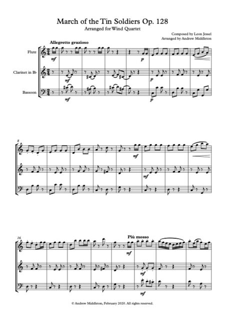 Parade of the Tin Soldiers for woodwind trio Score and parts