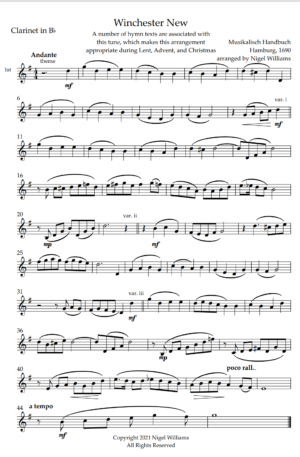 Winchester New, for Clarinet Duet
