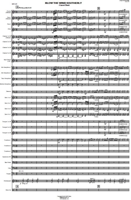 649 FC Blow The Wind Southerly Eb f CONCERT BAND sample page 01