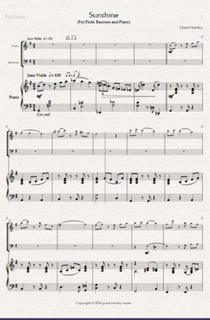 “Sunshine” A Jazz Waltz for Flute, Bassoon and Piano