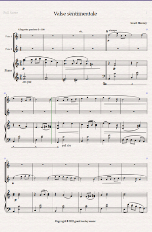 “Valse Sentimentale” Original for Flute Duet and Piano
