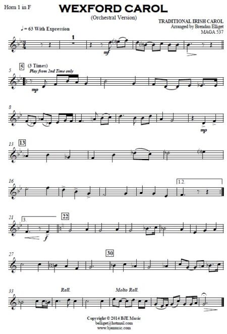 102 WEXFORD CAROL Eb F FULL Orchestra v3 TU Parts 2022 Sample page 02