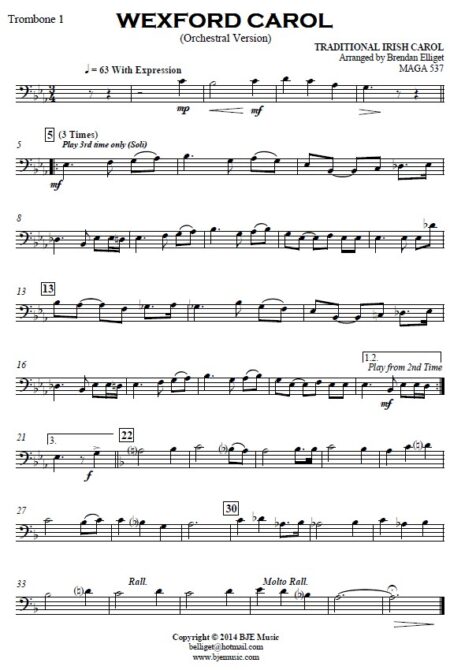 102 WEXFORD CAROL Eb F FULL Orchestra v3 TU Parts 2022 Sample page 04