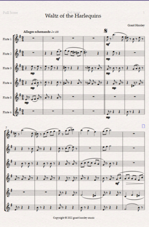 “Waltz of the Harlequins” for Flute Choir (6 C Flutes)