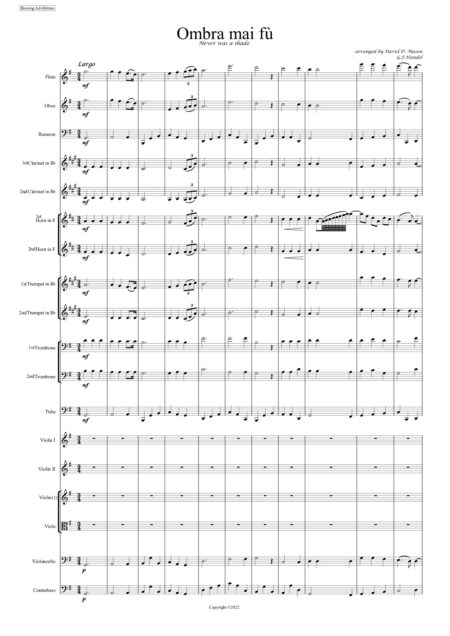Ombra mai fu Orchestra Score and parts 2