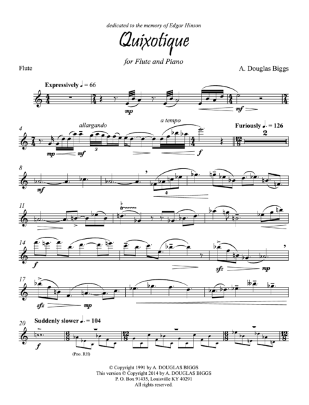 QUIXOTIQUE for Flute and Piano