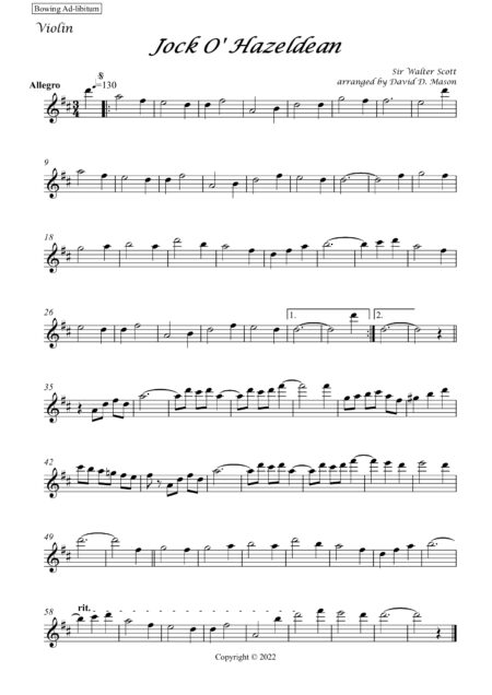 Jock O Hazeldean Violin Parts 2
